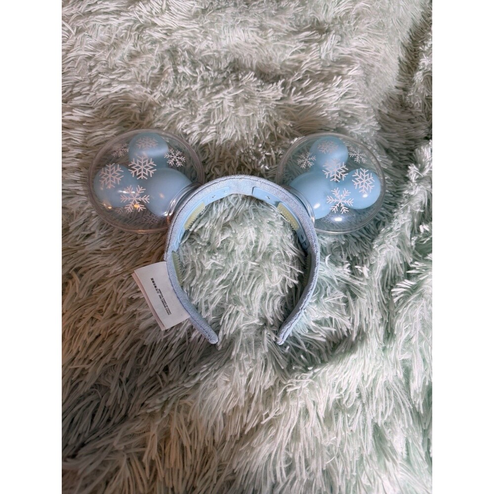 Disney Parks Frozen Mickey Balloons Holiday Snowflake Light Up Ears Headband